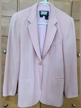 DKNY Women's Blush Pink Single-Button Blazer Vintage